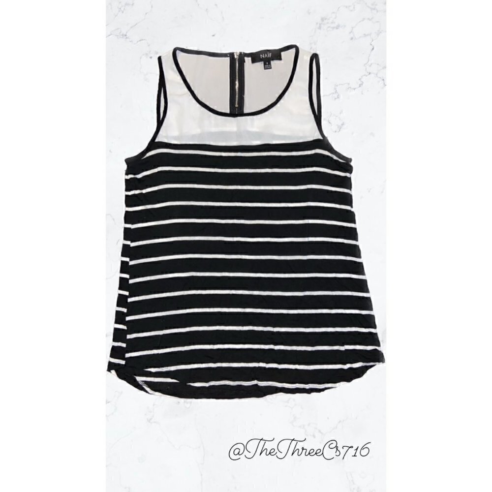 Womens Naif Tank Top Size Small Black and White Striped NWOT